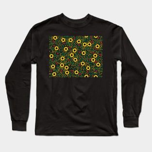 Sunflowers and Ladybugs Pattern Long Sleeve T-Shirt